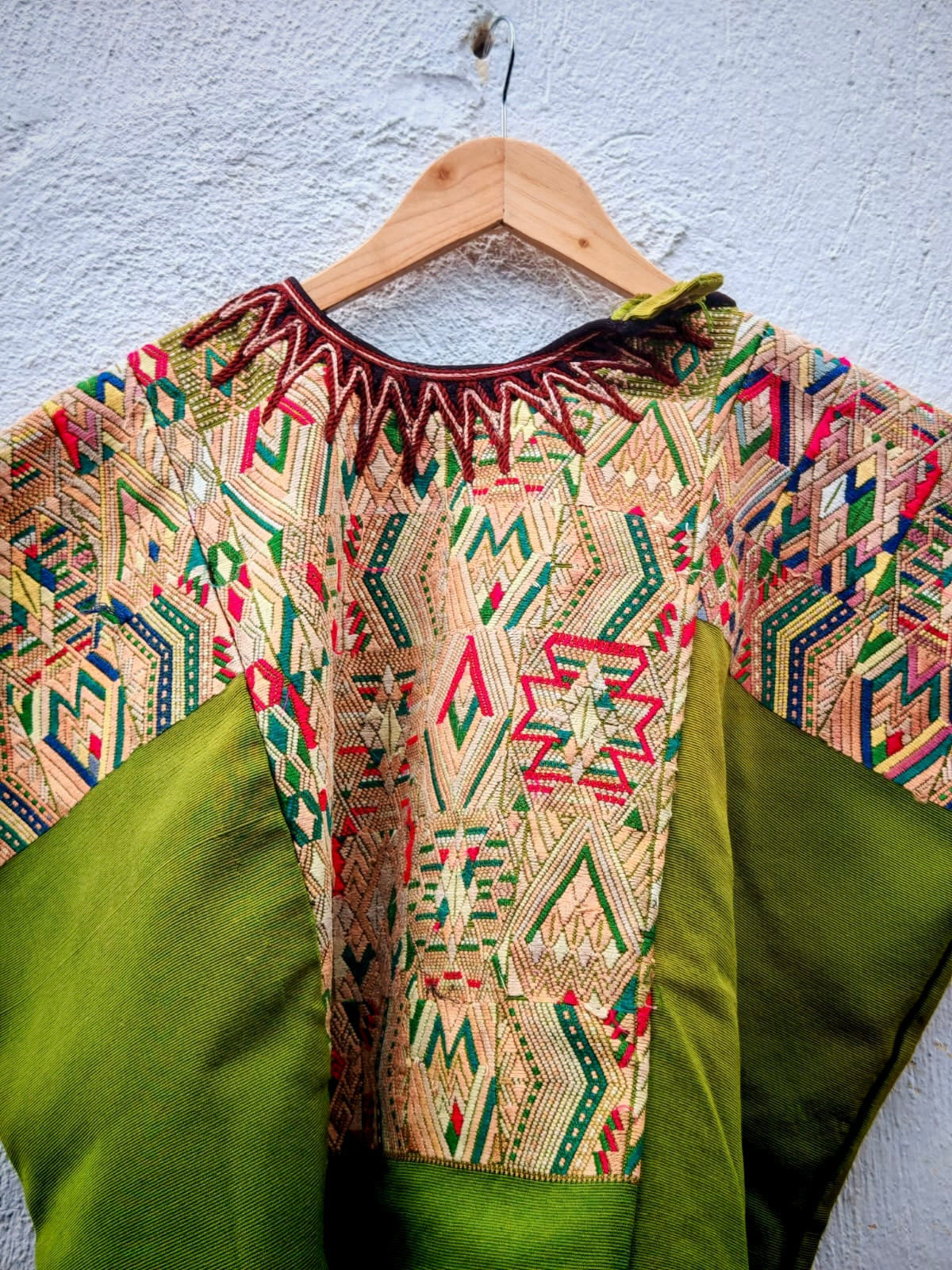 Huipil Chichi geométrico verde para Gillian