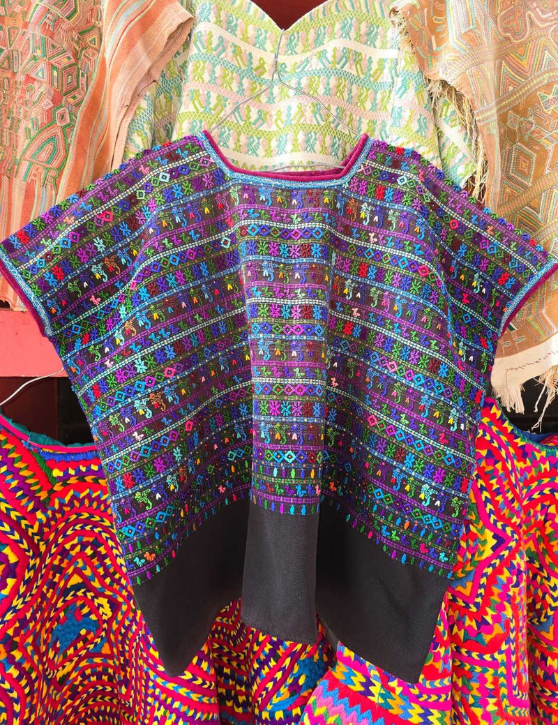 Blue Pink and Black Rabinal Huipil #6-267