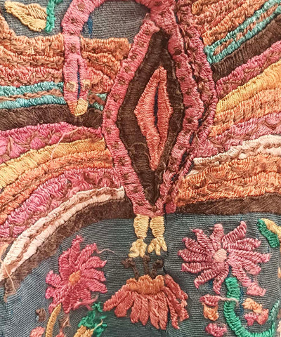 Vintage Guatemalan huipil with handwoven Mayan embroidery