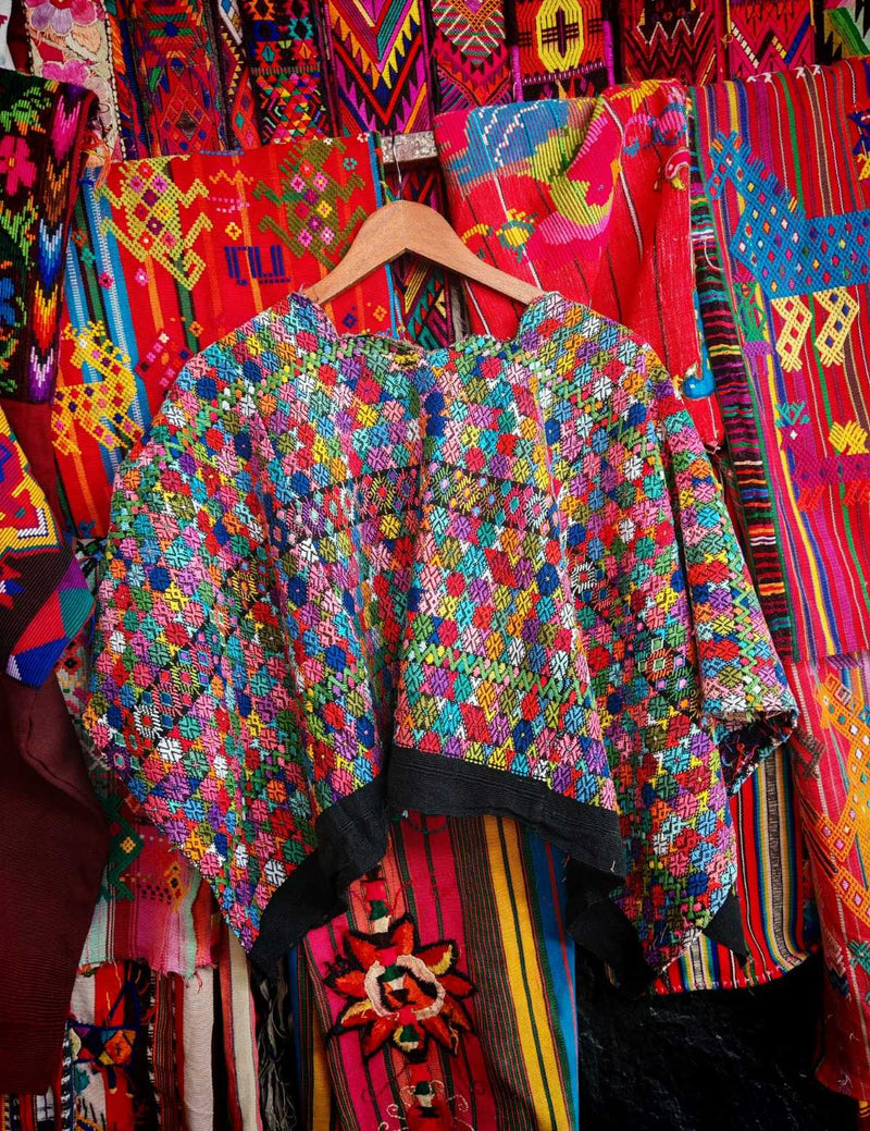 Colourful on Black Coban Huipil #6-299