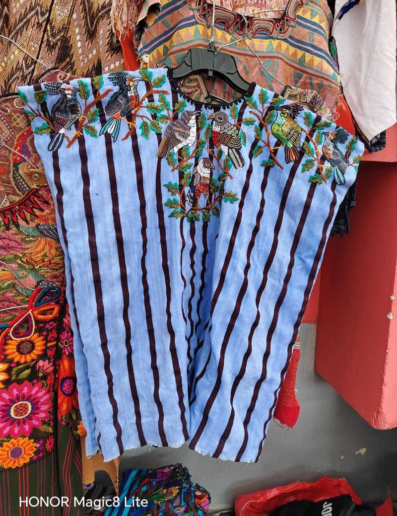 Blue and black striped Santiago huipil #5-175