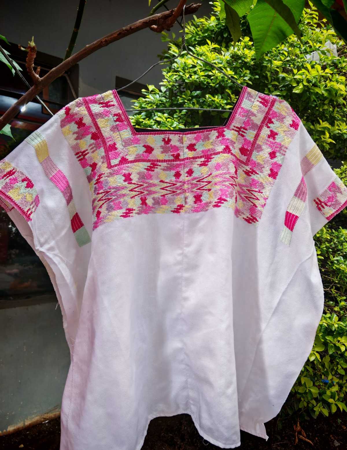 Pink and White Nahuala Huipil #6-276