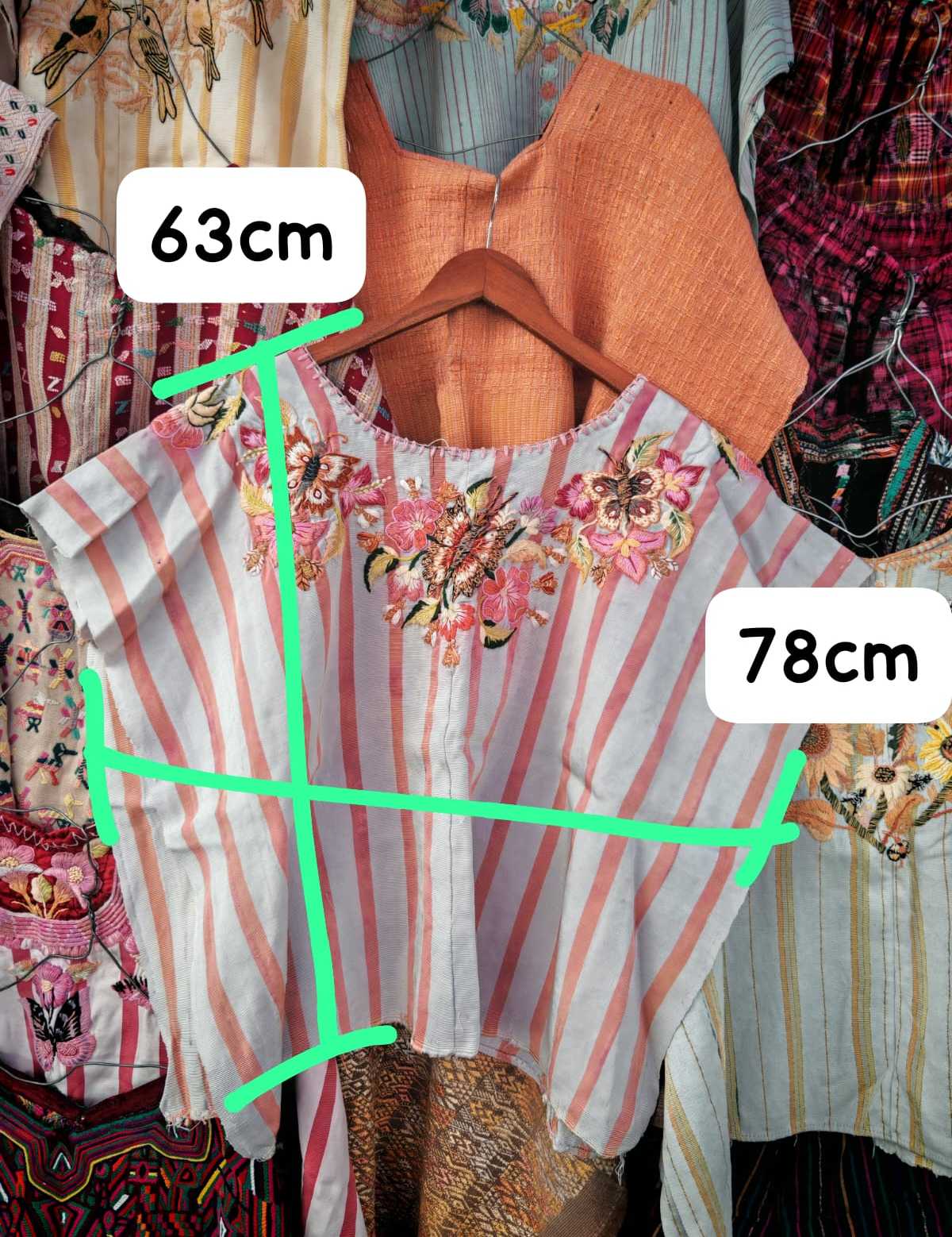 Pink and pale blue Santiago huipil #2-113