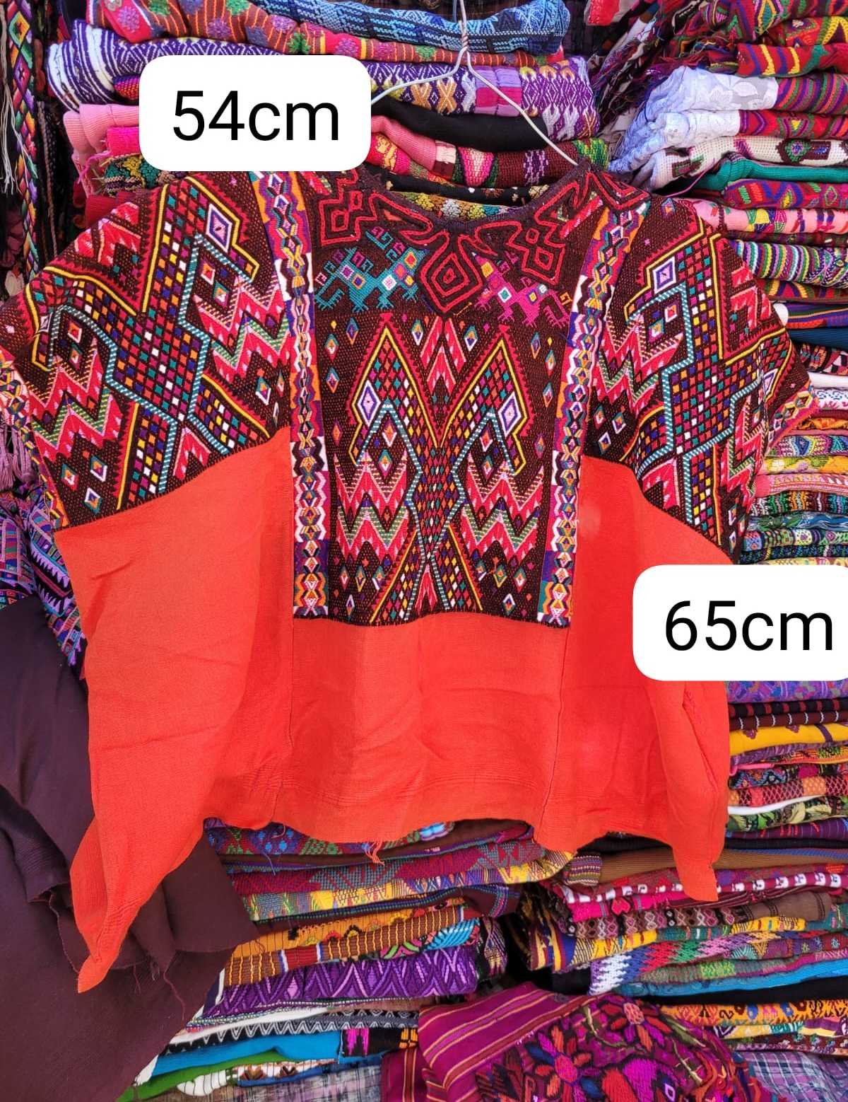 Red and brown Chichicastenango huipil #2-50