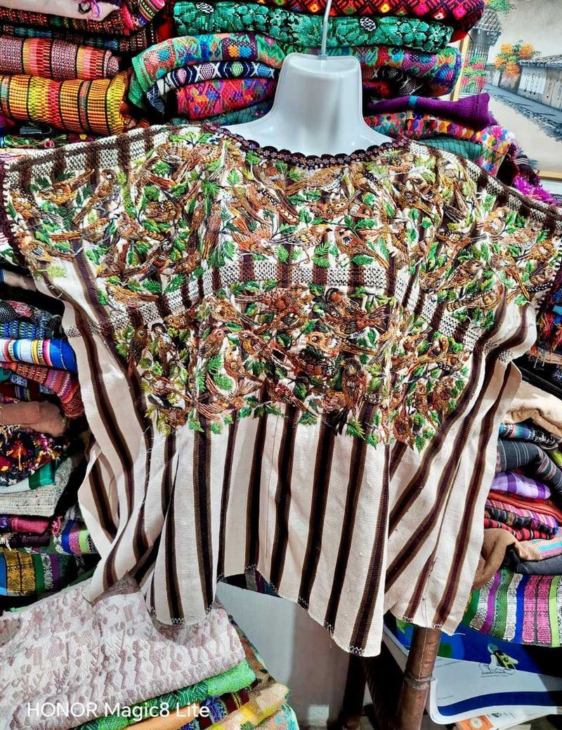 Brown and green Santiago huipil #5-346