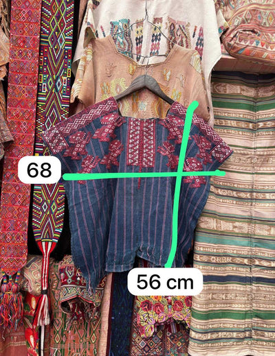 Red and indigo Nahuala huipil #2-100