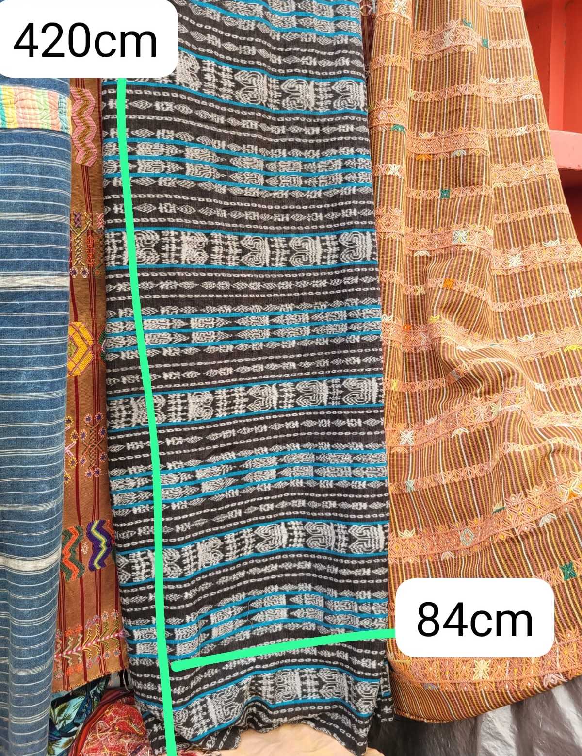 4 different green and blue handwoven cortes #2-104