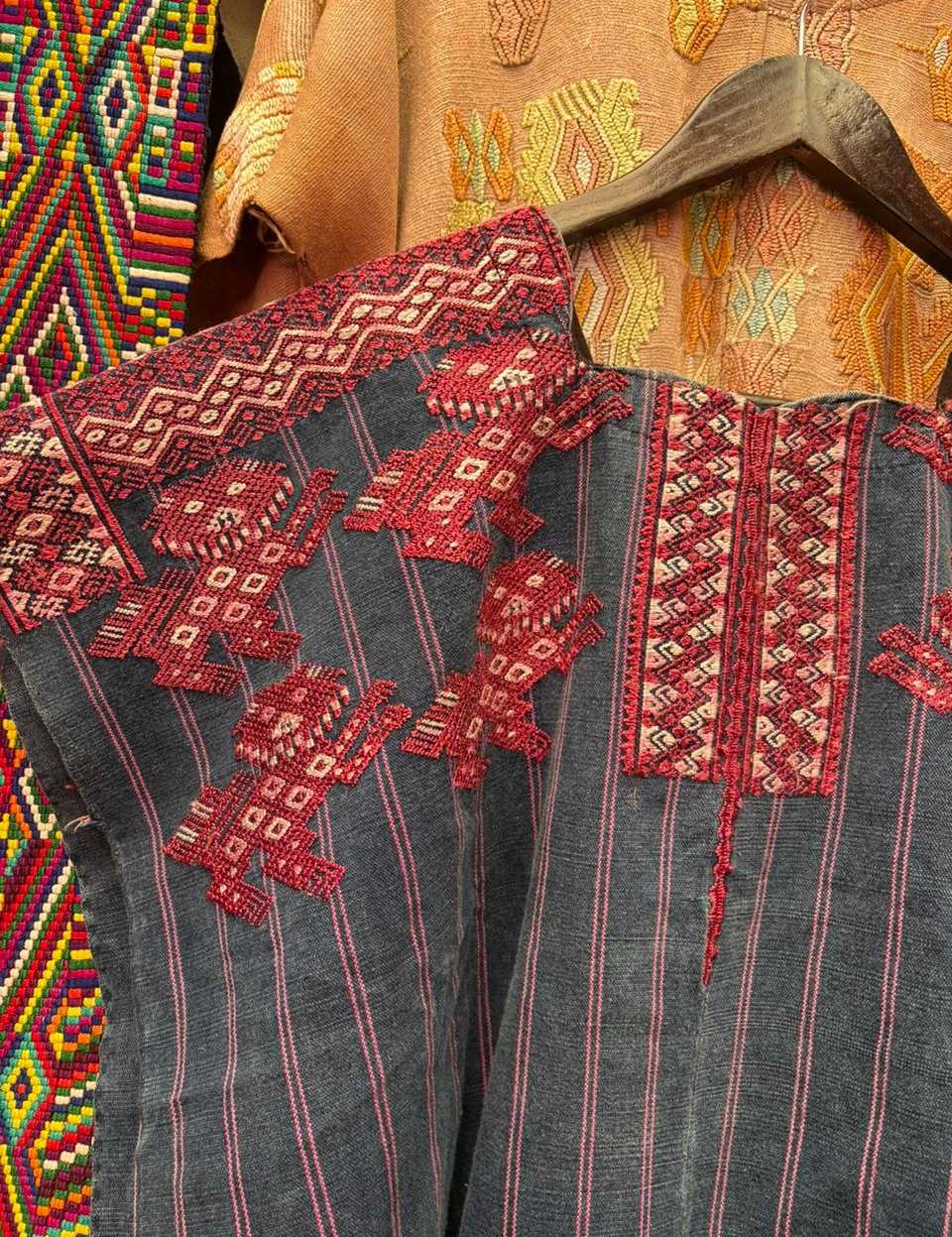 Red and indigo Nahuala huipil #2-100