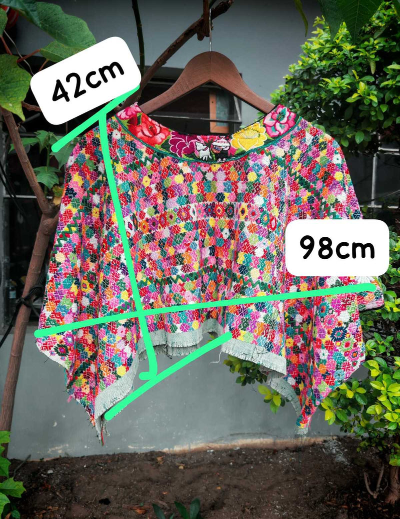 Colourful pink Coban huipil #6-184