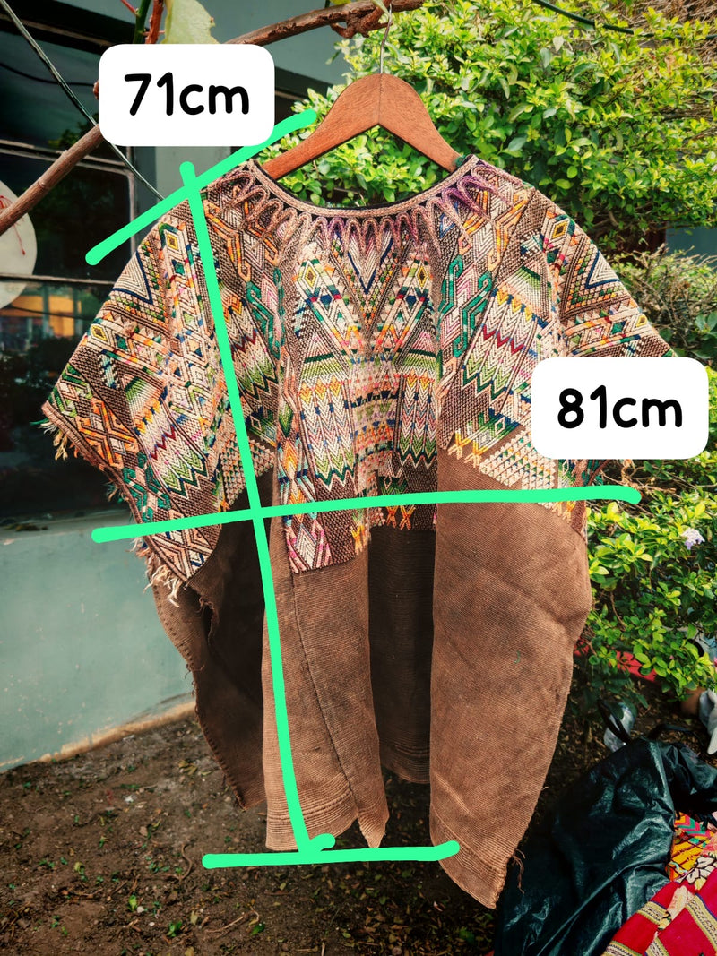 (Reserved for April) Geometric brown Chichi huipil