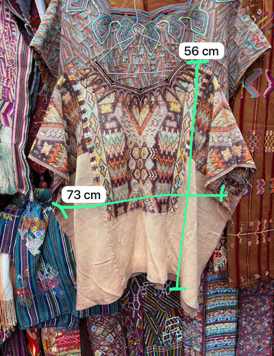 Brown and cream Chichicastenango huipil #3-16