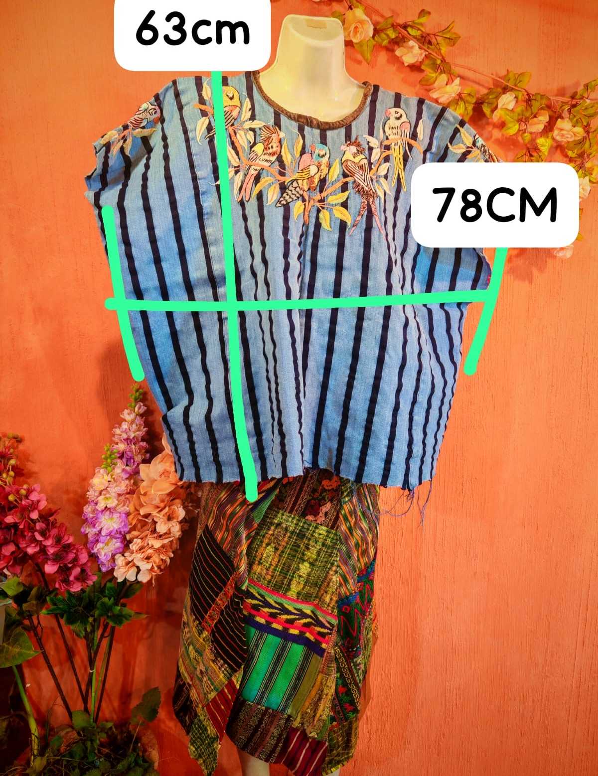 Blue striped Santiago huipil #4-9