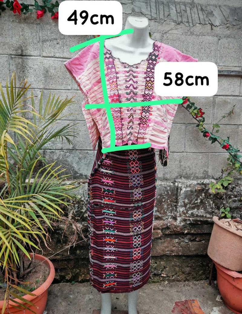 Pink and ivory Colotenango huipil #4-291
