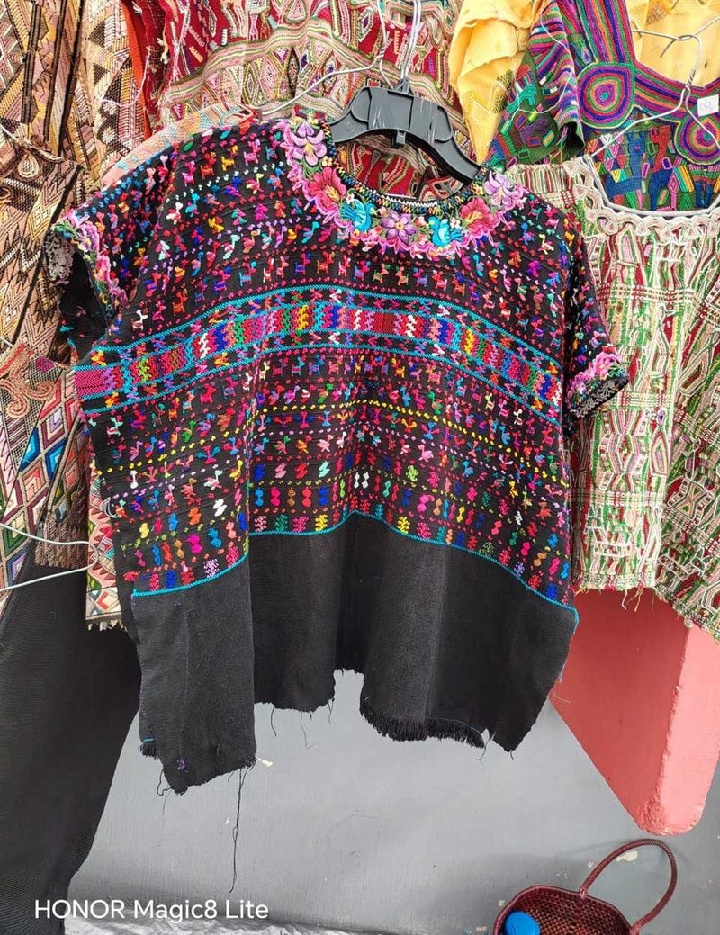 Black and pink San Lucas huipil #5-65