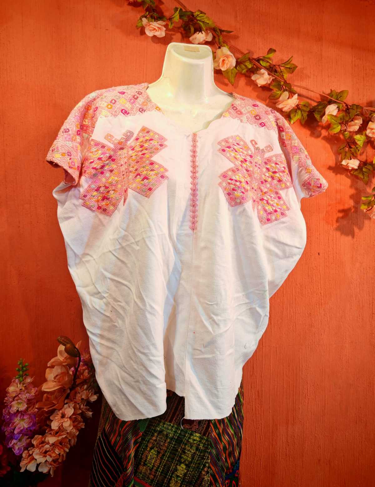 Pink butterfly Nahuala huipil #4-14