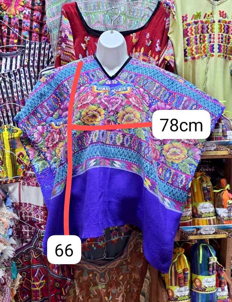 (Reserved for Anne) Blue floral Comalapa huipil #6-130