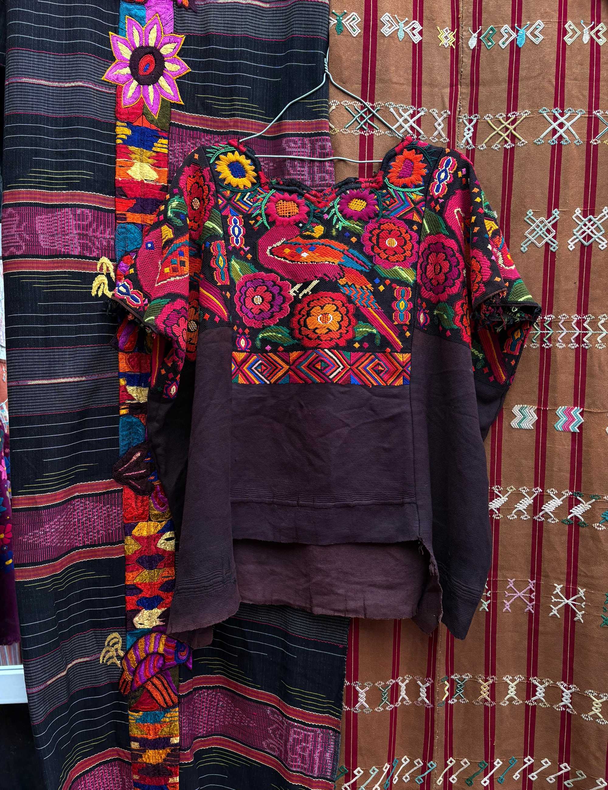 Red parrot Chichicastenango huipil #4-224