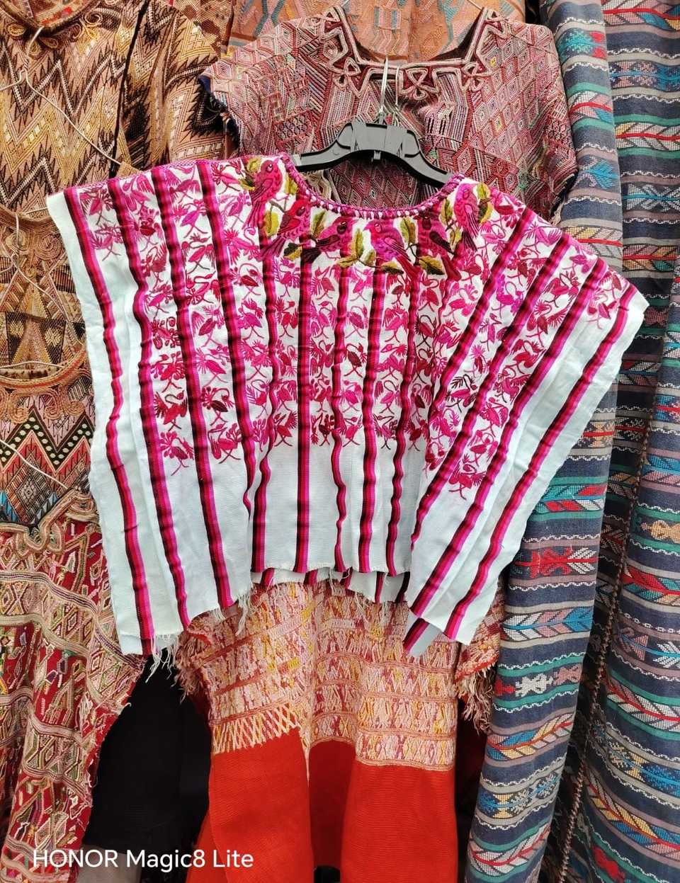 Hot pink and white Santiago huipil #4-309