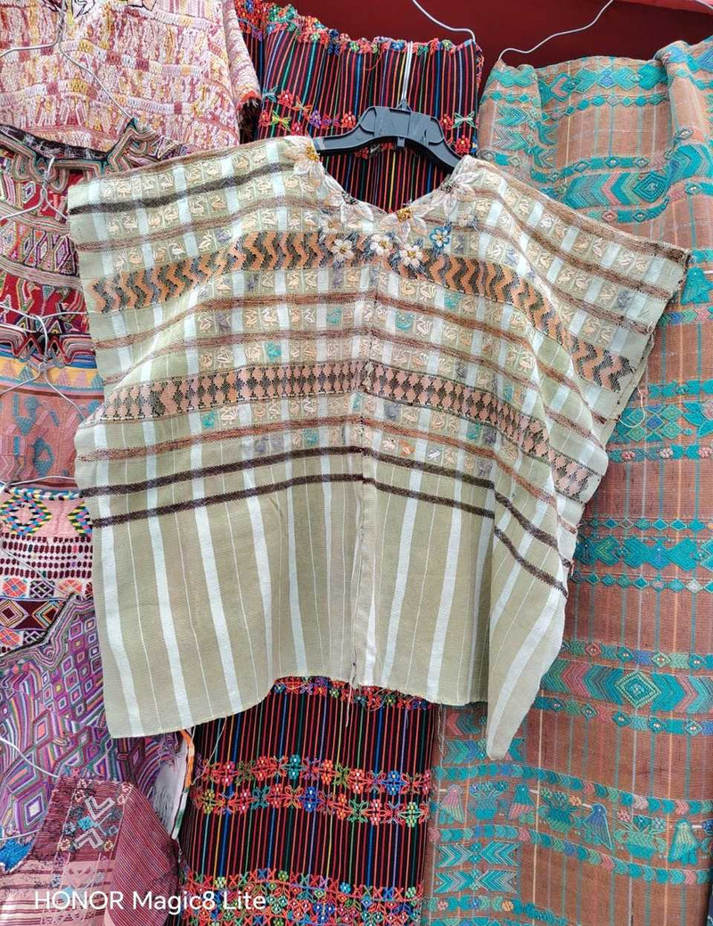 Pale olive green San Lucas huipil #5-122