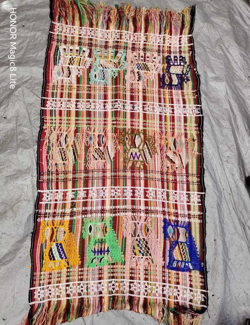 Red and beige striped Chajul tzute #5-33