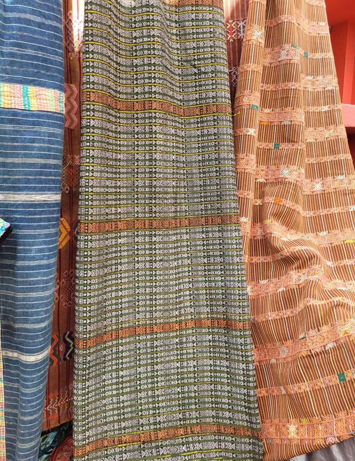 Green and peach handwoven corte #2-105