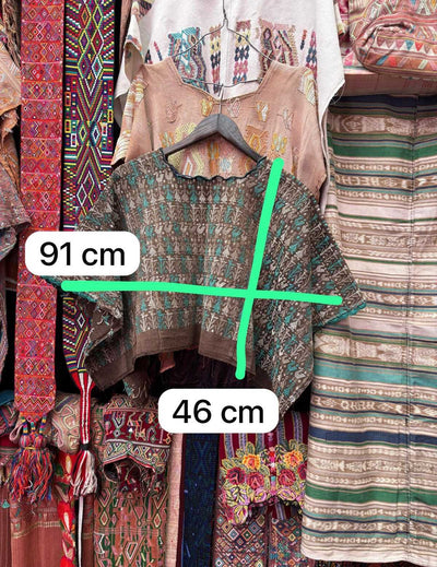 (Reserved for Cheryl) Green and grey Coban huipil #2-105