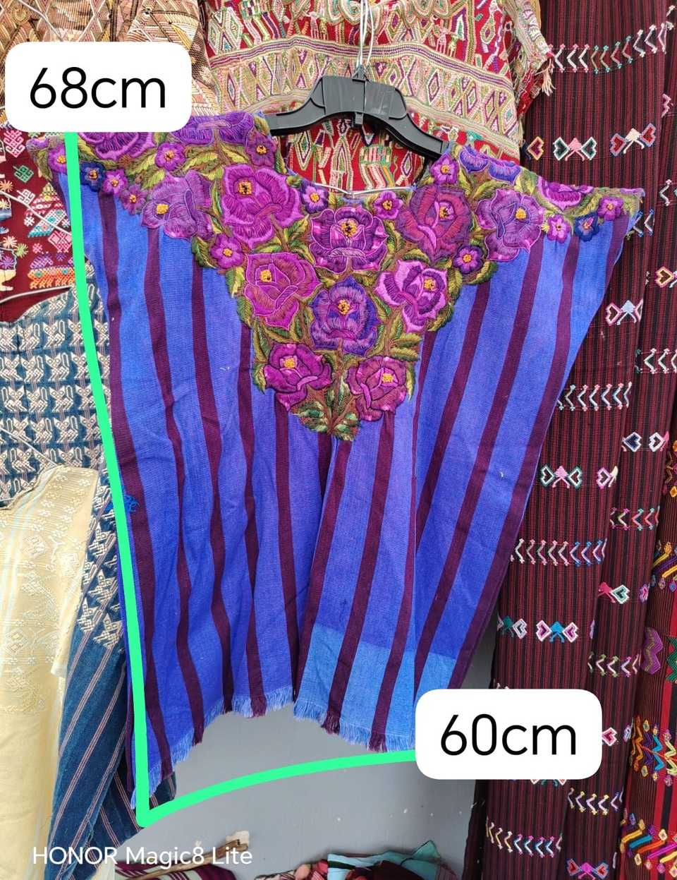 Blue and berry floral Santiago huipil #5-320