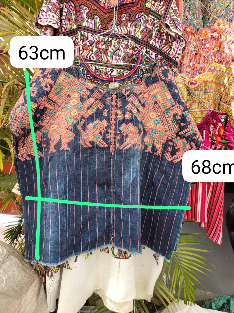 Indigo Nahuala huipil for Meli