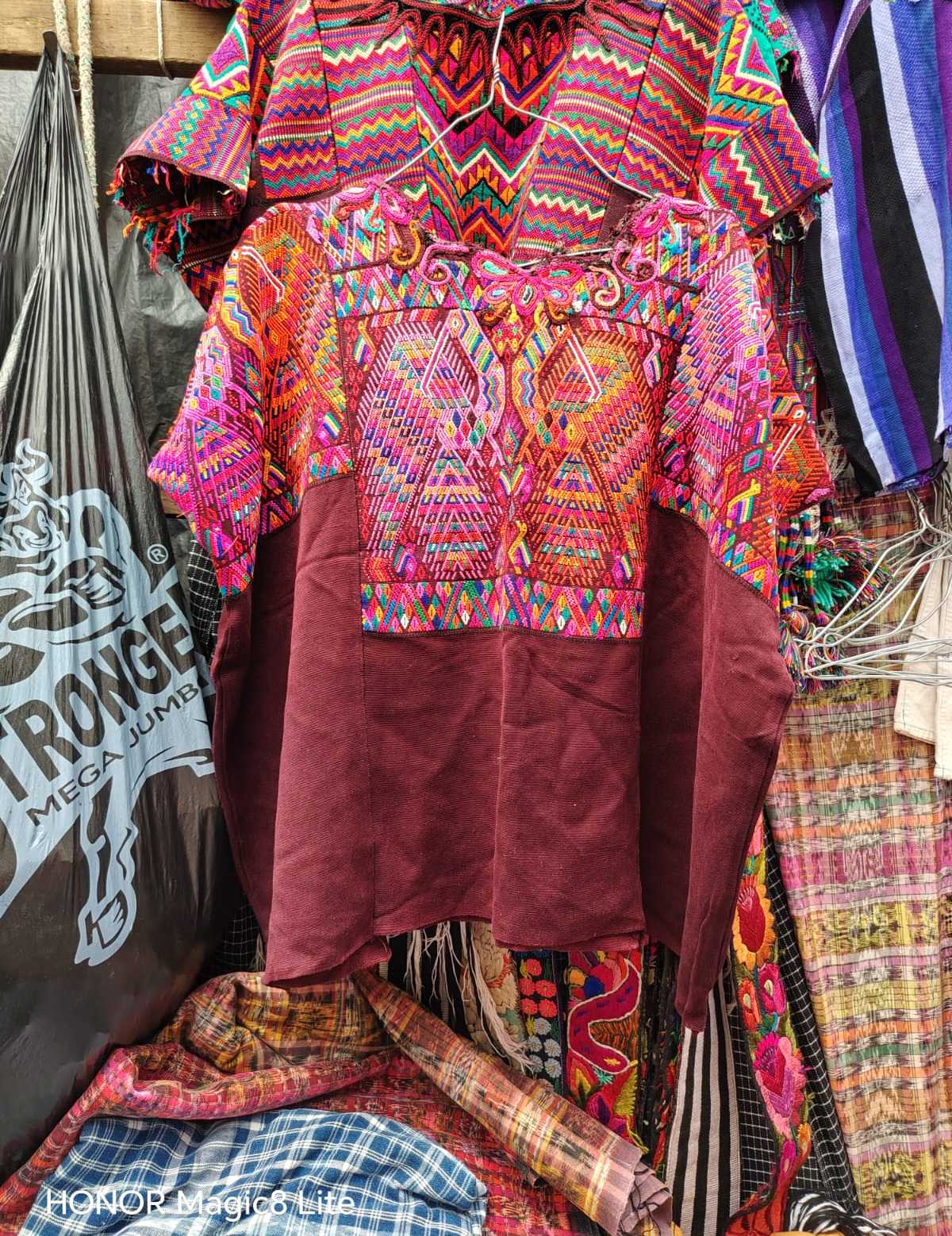 Burgundy geometric Chichicastenango huipil #4-57