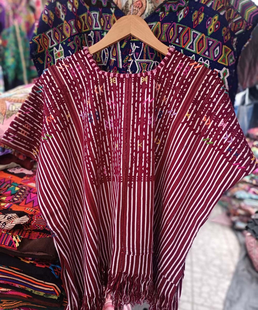 Simple red striped Colotenango huipil