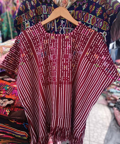 Vintage Guatemalan huipil with handwoven Mayan embroidery