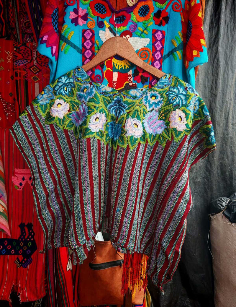 Blue and Burgundy Patzun Huipil #6-282