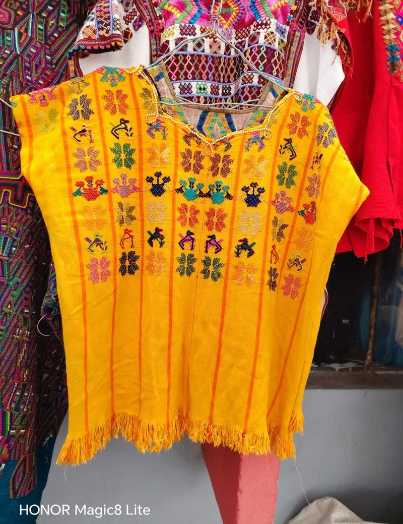 Bright yellow San Lucas Toliman huipil #6-151
