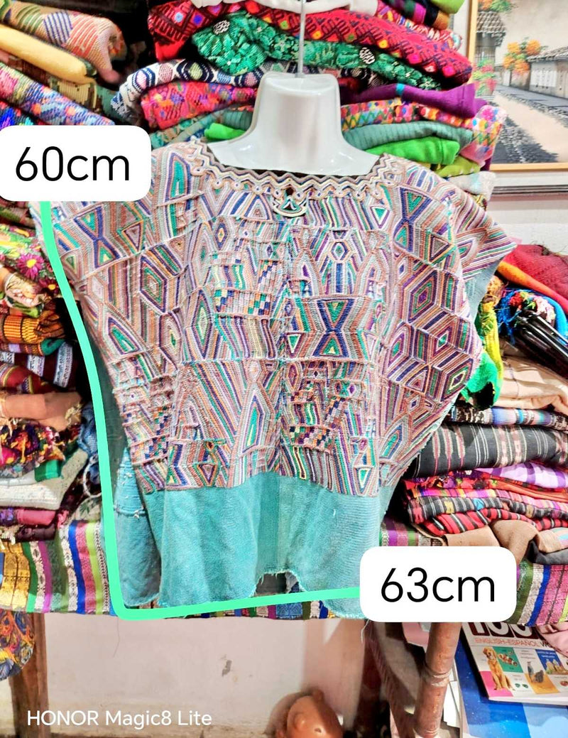 Aqua and Coral Nebaj Huipil #6-372