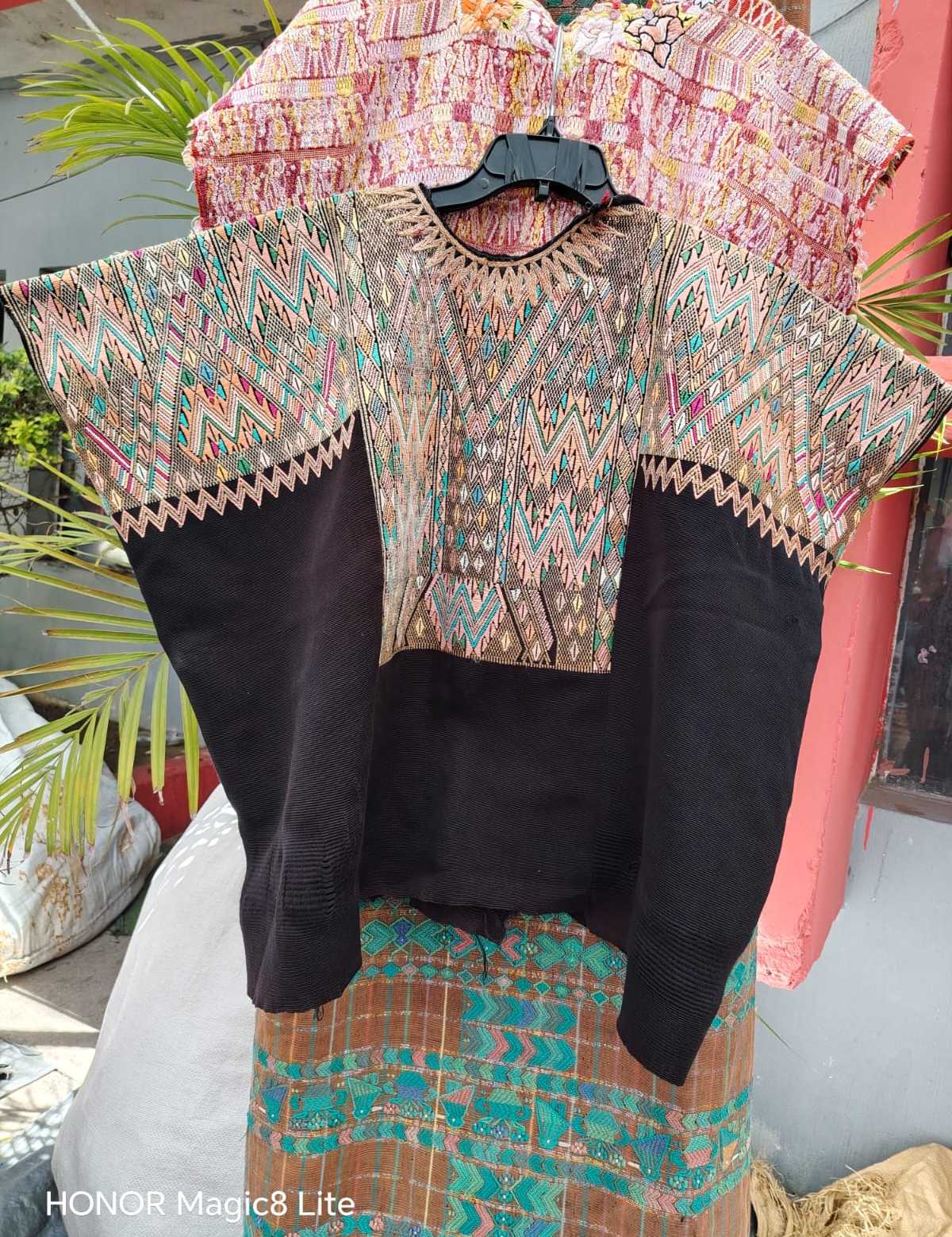 Geometric on black Chichicastenango huipil #5-209