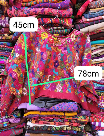 Colourful on pink Coban huipil #2-45