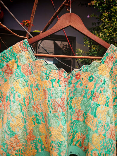 Blue green yellow Coban huipil (Reserved for April)