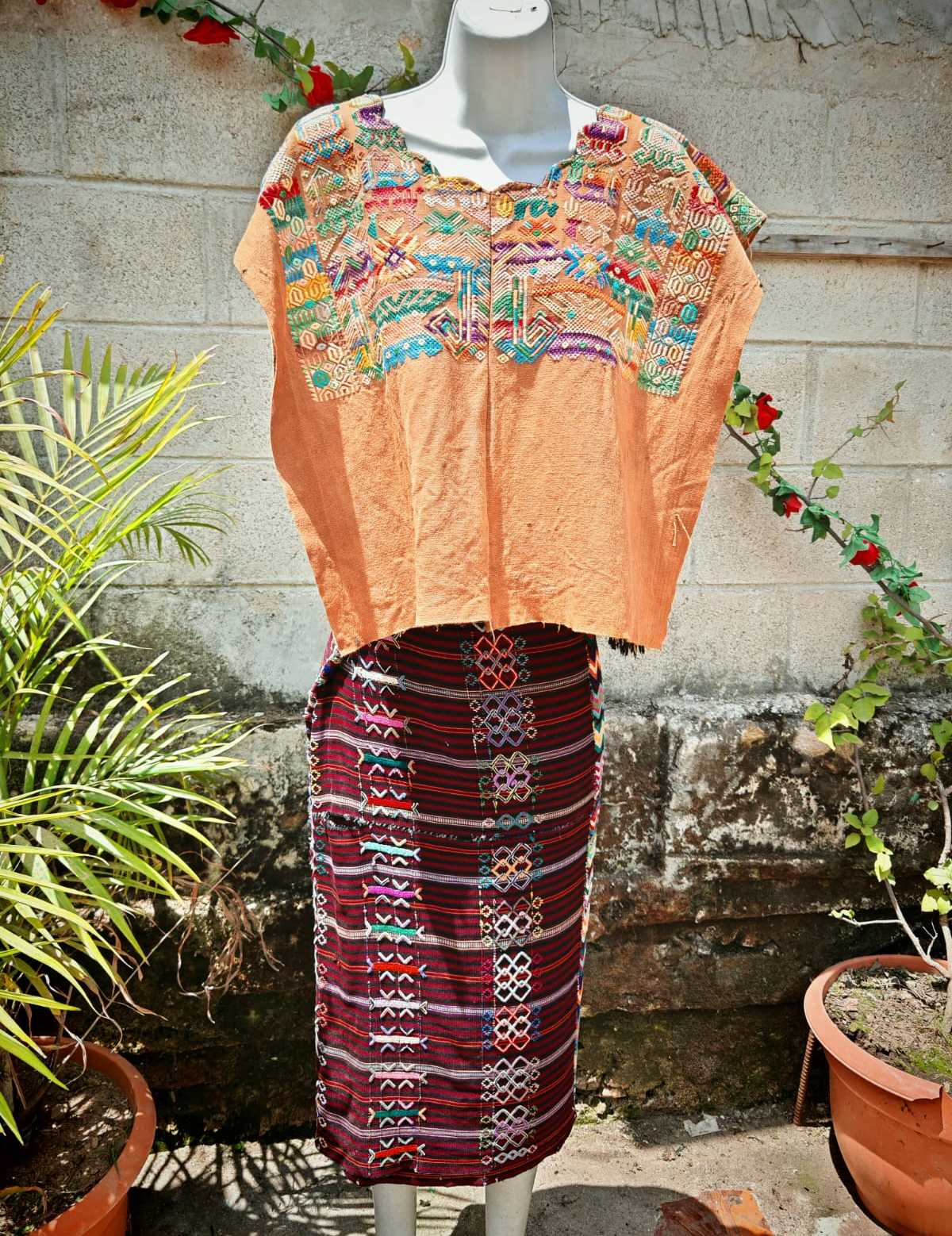 Orange Nahuala huipil #4-133