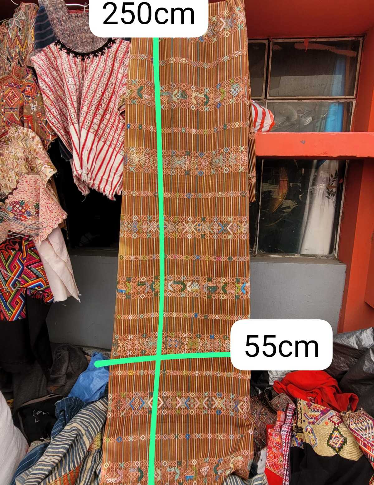 Heavily embroidered brown Aguacatan corte #2-34