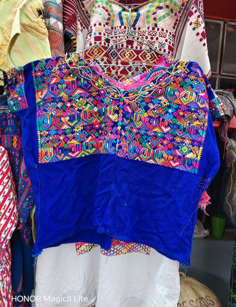 Electric blue Nahuala huipil #6-60