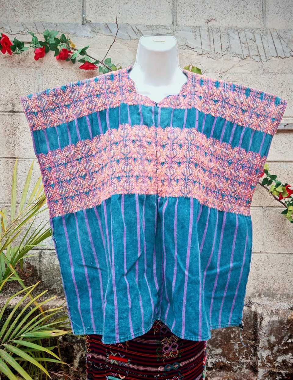 Indigo and aged red Nahuala huipil #4-293