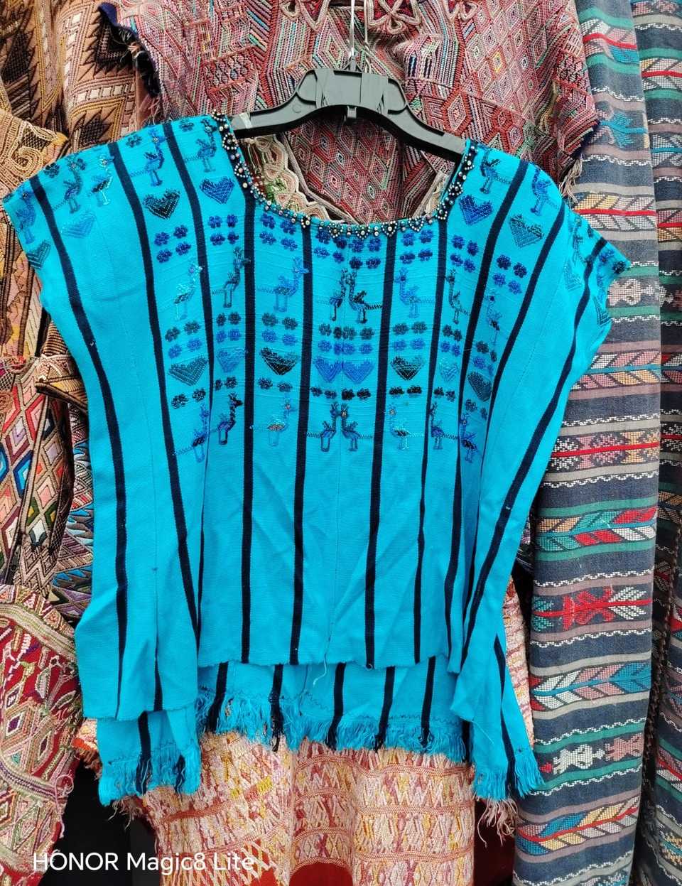Bright blue San Lucas huipil #4-320