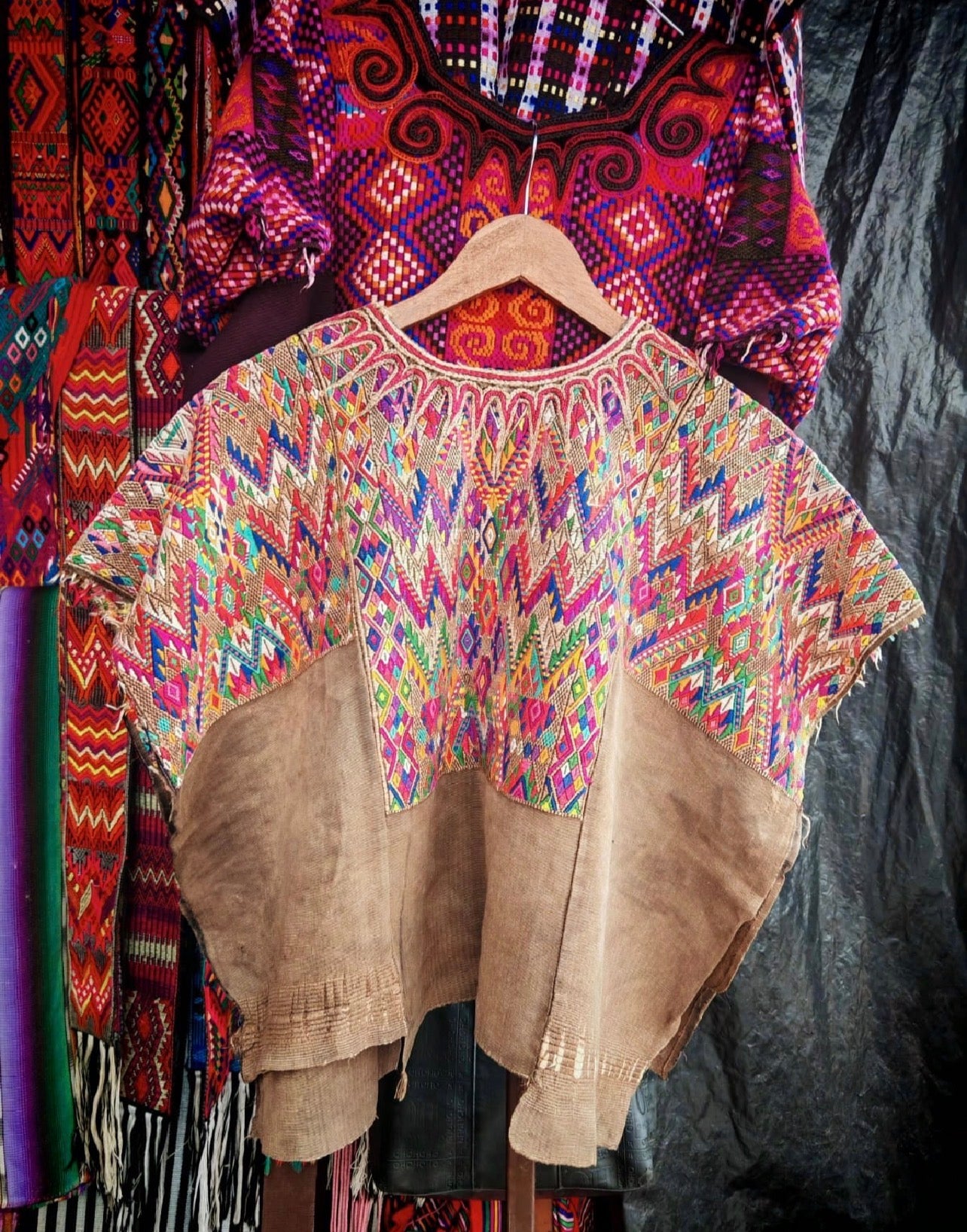 Colourful geometric Chichi huipil for Anne