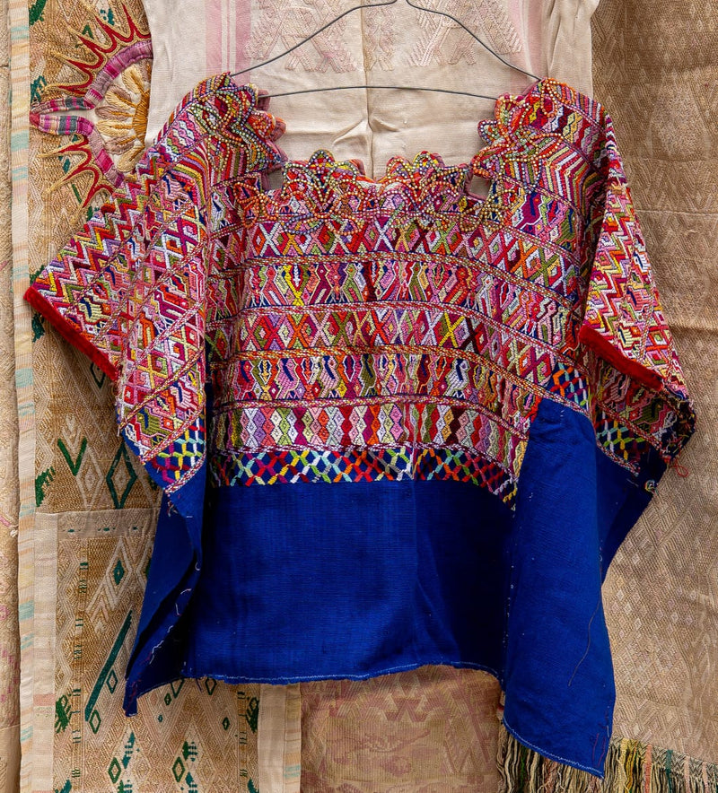 Red and blue San Juan Cotzal huipil (reserved for Anne)