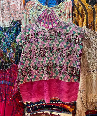 Vintage Guatemalan huipil with handwoven Mayan embroidery