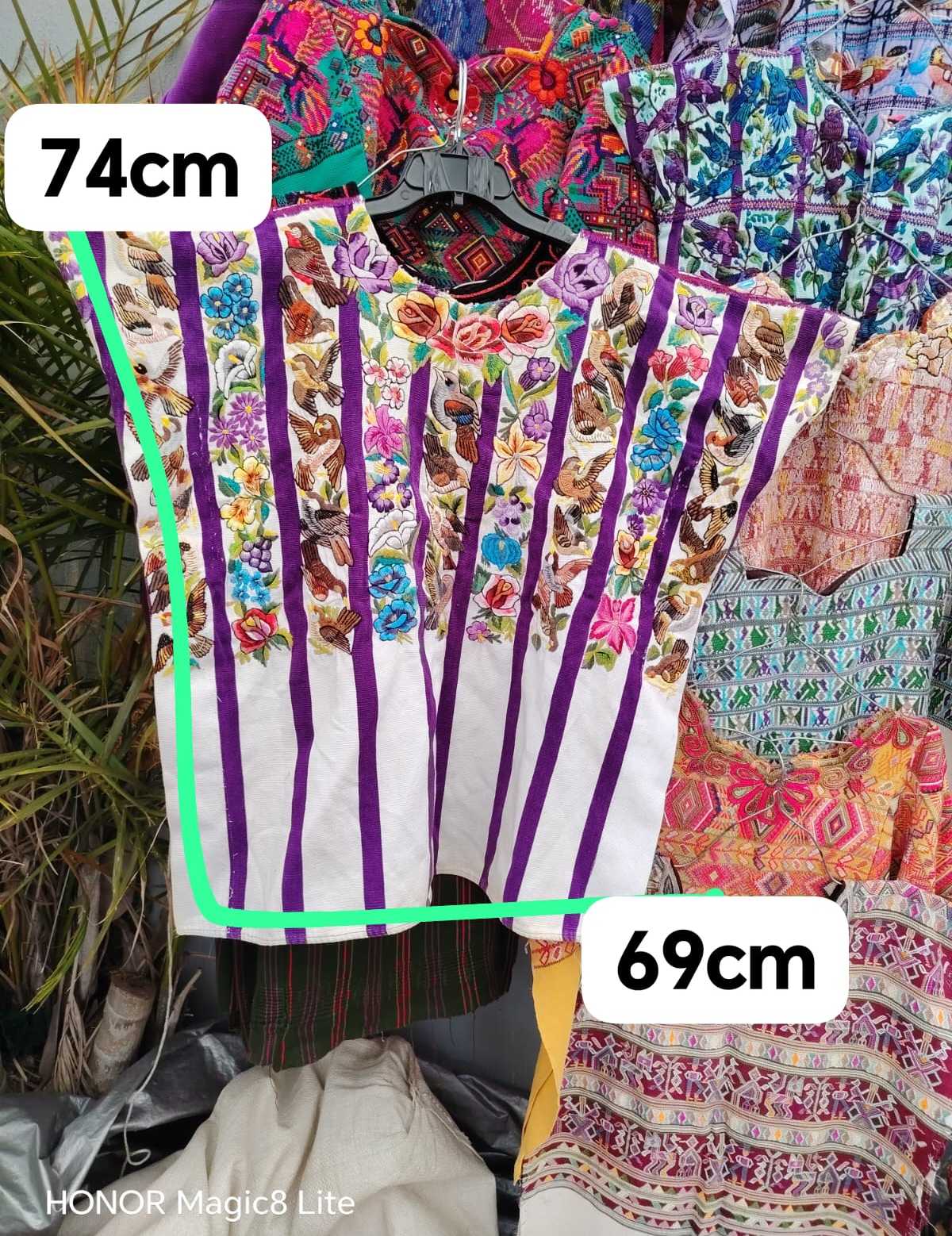 Colourful and lilac striped Santiago huipil #4-198