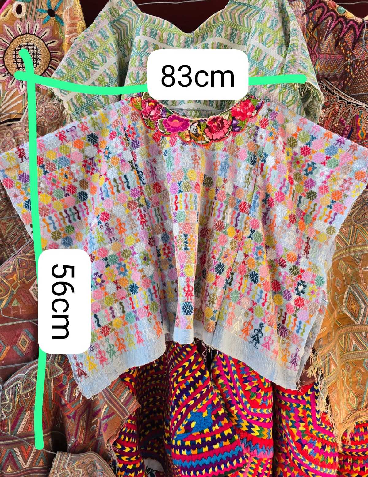 Colourful on white Coban Huipil #6-246
