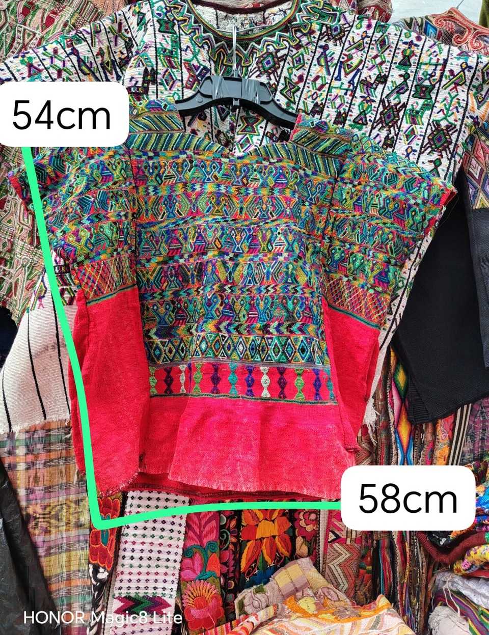 Red and green San Juan Cotzal huipil #4-308