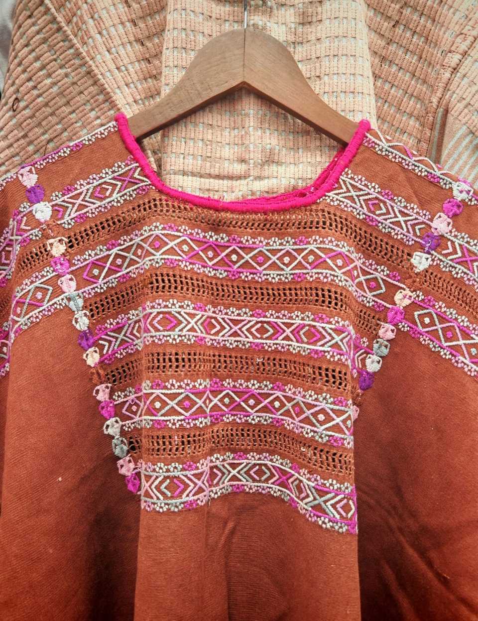 Brown and pink Colotenango huipil #5-23