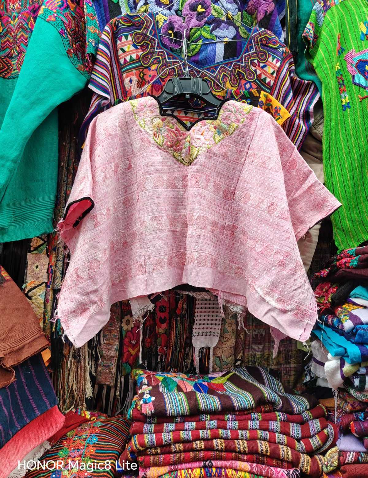 Floral pink Coban huipil #4-118